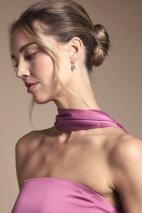 Bandeau Satin Bridesmaid Maxi Dress With Scarf - Image 5