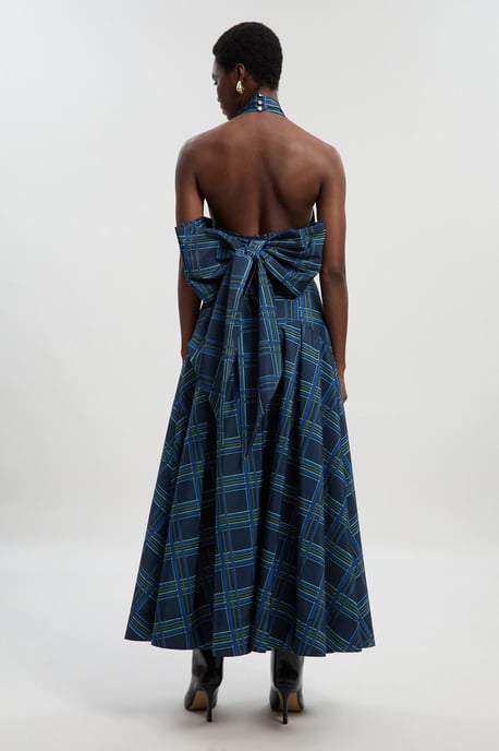 Check Print Taffeta Woven Maxi Skirt - Image 4