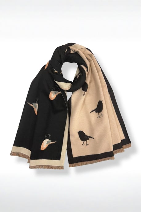 Robin Embroidered Reversible Scarf - Image 2
