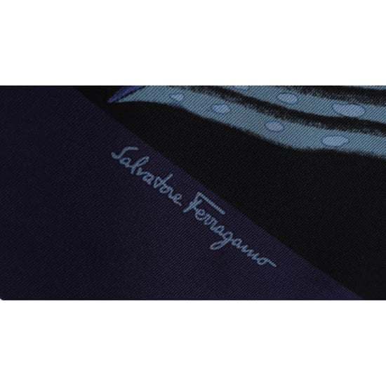 Ferragamo Mönstrad Mini Bandeau i Blå Siden - Image 3