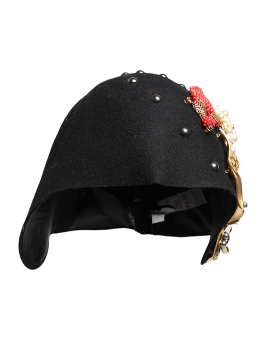 Zwarte Wol Multicolor Versierde Cloche Hoed - Image 2