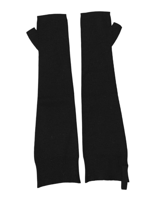 Zwarte Virgin Wol Gebreide Vingerloze Handschoenen voor Mannen - Image 3