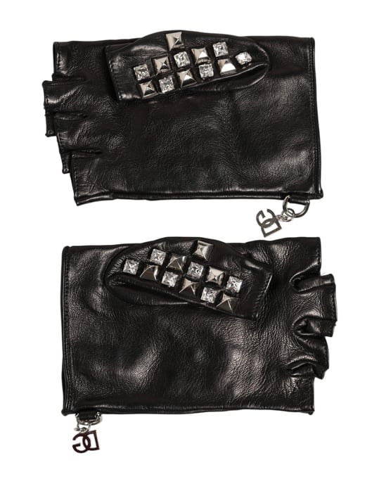 Zwarte Leren Studded Vingerloze Handmitsen voor Mannen - Image 2
