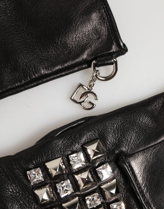 Zwarte Leren Studded Vingerloze Handmitsen voor Mannen - Image 3