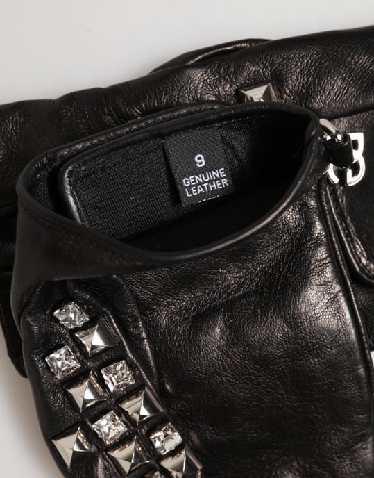 Zwarte Leren Studded Vingerloze Handmitsen voor Mannen - Image 4
