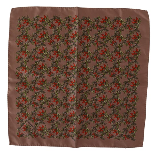 Bruine Wortelen Print Zijden Zakdoek - Image 1