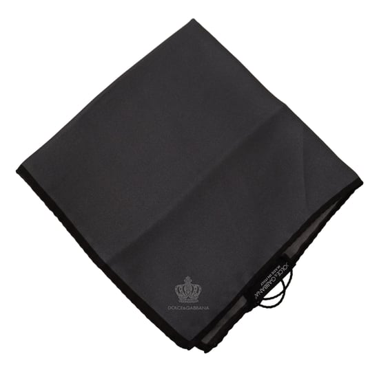 Dolce & Gabbana Gray 100% Silk Square heren grijs 100% zijde vierkante heren zakdoek - Image 3