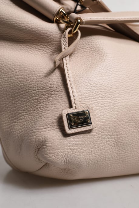 Ljusrosa Hjortskinns Logo Plack Tote Väska med Handtag - Image 5