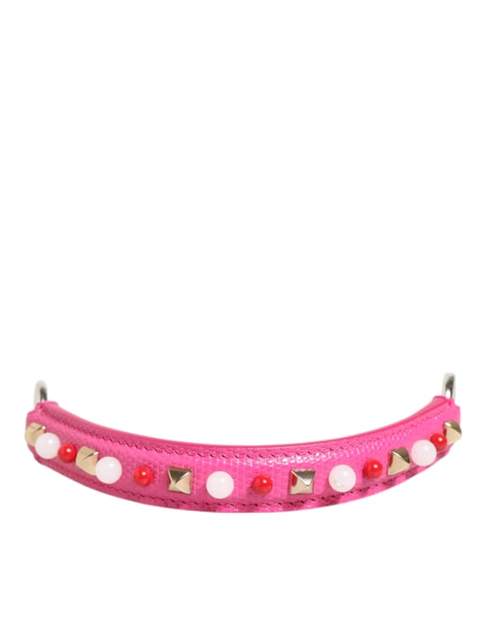 Roze Versierde Leren Tas Handvat Dames Schouderband - Image 1