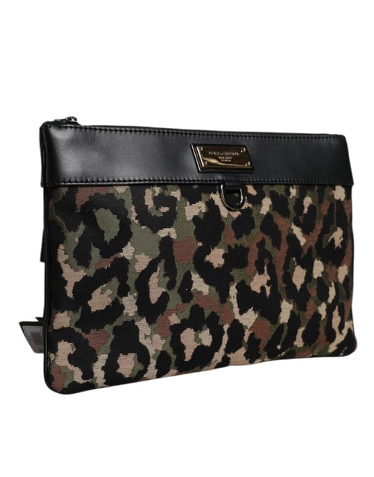 Multifärgad leopard jacquardtryck logga platta påse - Image 2
