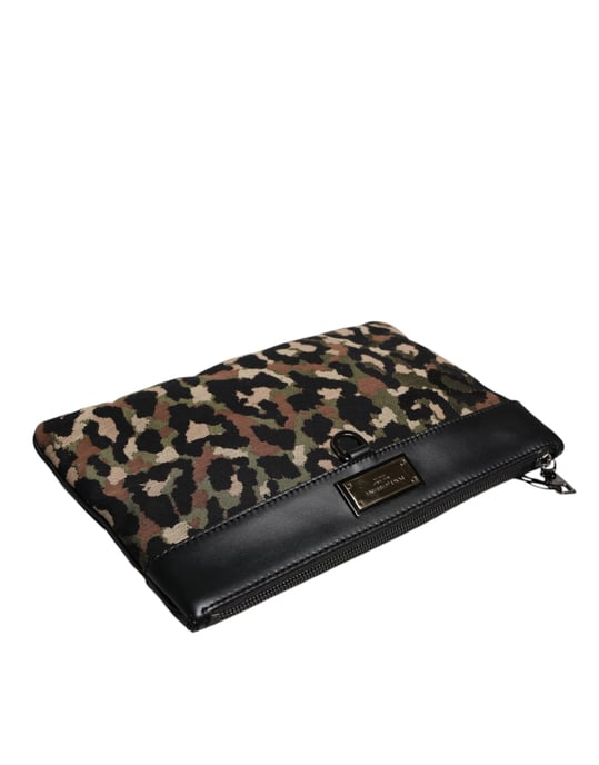Multifärgad leopard jacquardtryck logga platta påse - Image 4