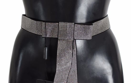 Dolce & Gabbana Zwarte Zijde Kristallen Strik Tailleband Mannen Elegantie - Image 5