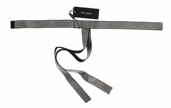 Dolce & Gabbana Zwarte Zijde Kristallen Strik Tailleband Mannen Elegantie - Image 6