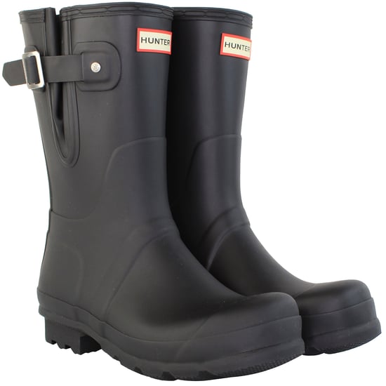 Hunter Original Side ADJ Short Mens Black Wellington Boots - Image 2