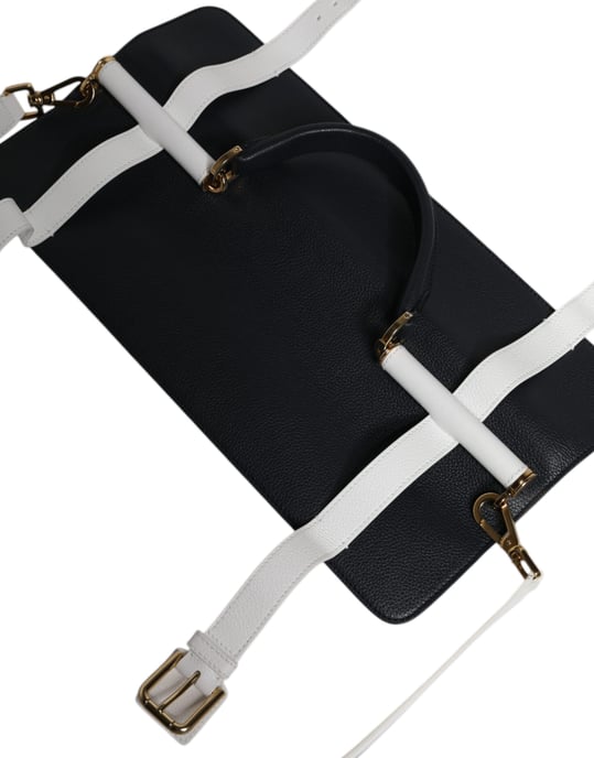 Blå Vit Kalvskinn Crossbody Axelväska - Image 4