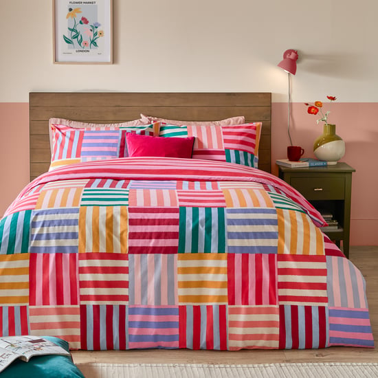Furn Ana Stripe Reversible Duvet Cover Set, King - Image 1