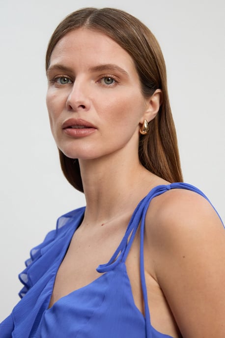 Ruffle detail chiffon asymmetric blouse - Image 3