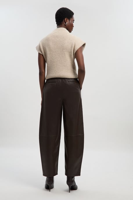 Faux Leather Barrel Leg Trouser - Image 4