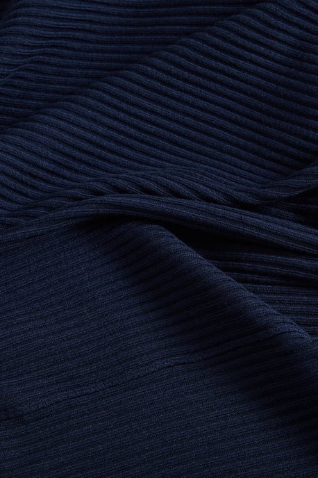 Navy Ribbed Open Front Cardigan - Image 5