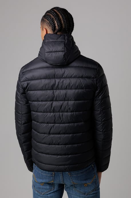 Black Lightweight Zip Through Hooded Padded Jacket With Zipped Pockets - Image 2