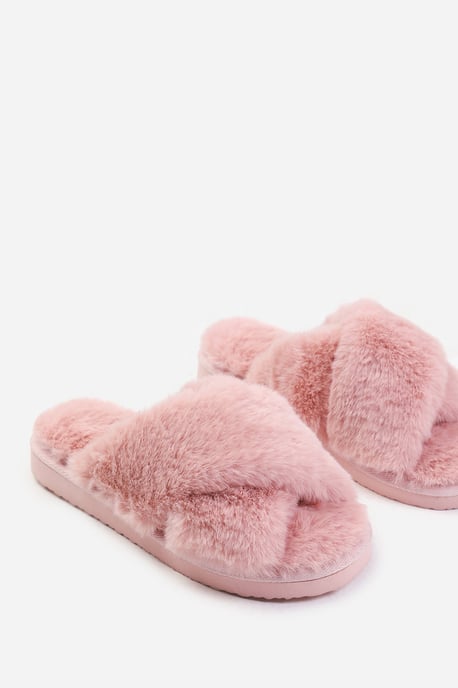Wheres That From Womens 'Ciara' Faux Fur Cross Over Strap Slippers - Image 3