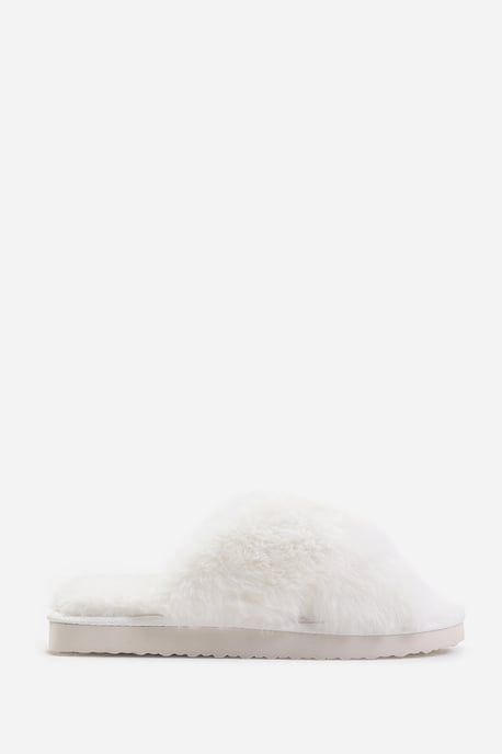 Wheres That From Womens 'Ciara' Faux Fur Cross Over Strap Slippers - Image 2