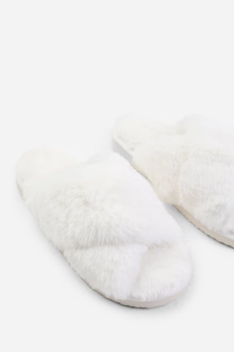 Wheres That From Womens 'Ciara' Faux Fur Cross Over Strap Slippers - Image 3