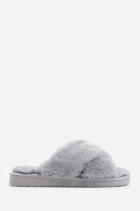 Wheres That From Womens 'Ciara' Faux Fur Cross Over Strap Slippers - Image 2