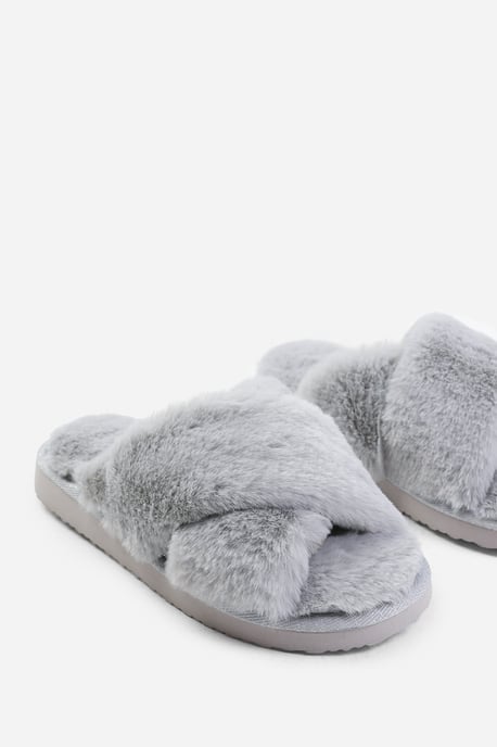 Wheres That From Womens 'Ciara' Faux Fur Cross Over Strap Slippers - Image 3