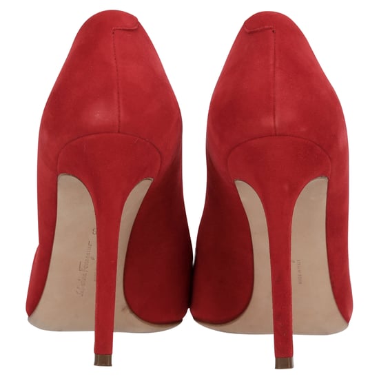 Ferragamo Pointed Toe Pumps in Red Suede - Image 5