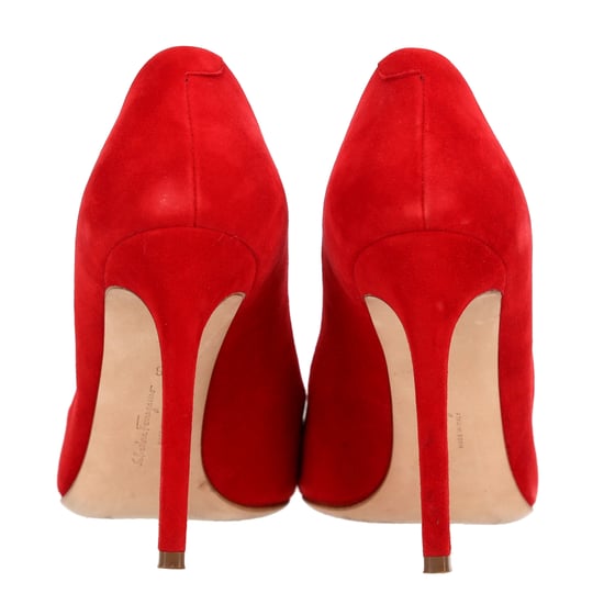 Ferragamo Pointed Toe Pumps in Red Suede - Image 6
