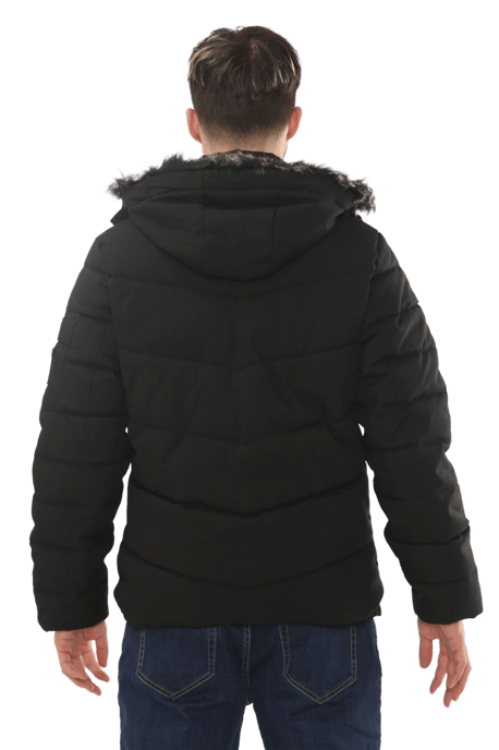 D-Rock Mens Winter Puffer Jacket with Detachable Fur Hood - Image 2