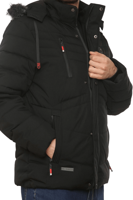 D-Rock Mens Winter Puffer Jacket with Detachable Fur Hood - Image 3