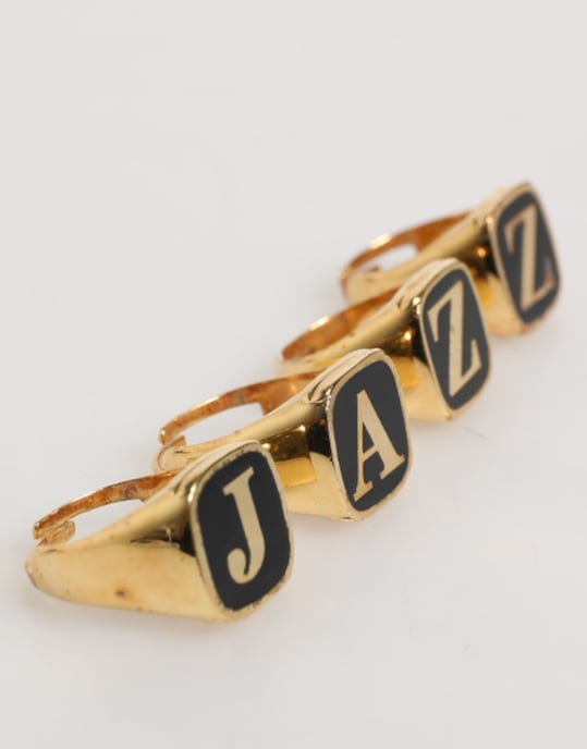 Gouden Tonen Messing JAZZ Letterset 4 Stuks Verstelbare Ring - Image 2