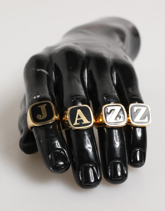 Gouden Tonen Messing JAZZ Letterset 4 Stuks Verstelbare Ring - Image 5