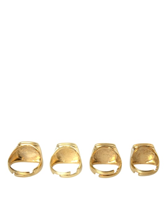 Gold Brass KING Enamel Set of 4 Ring - Image 4