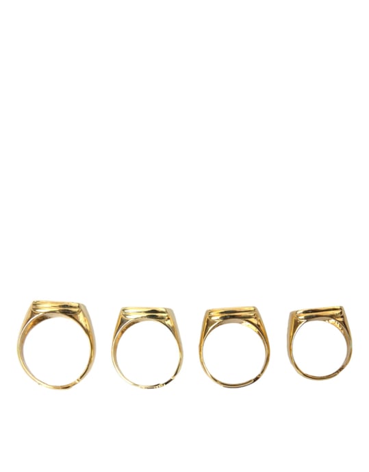 Gold Brass KING Enamel Set of 4 Ring - Image 5