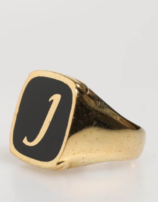 Gouden Kleur Echte Messing Zwarte Emaille 'J' Verstelbare Ringen - Image 2