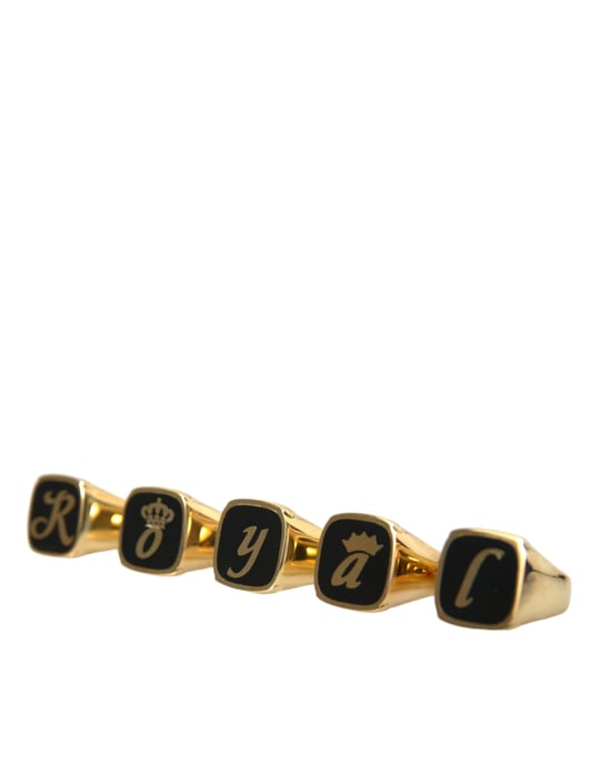 Gold Brass ROYAL Enamel Set of 5 Ring - Image 1
