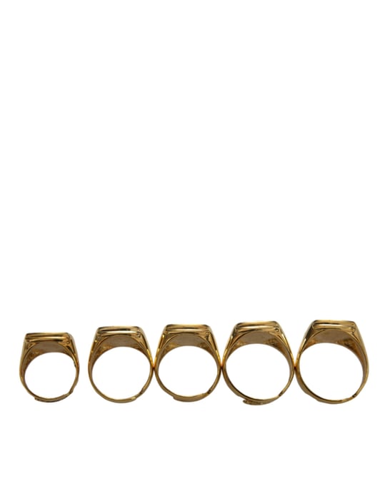 Gold Brass ROYAL Enamel Set of 5 Ring - Image 2