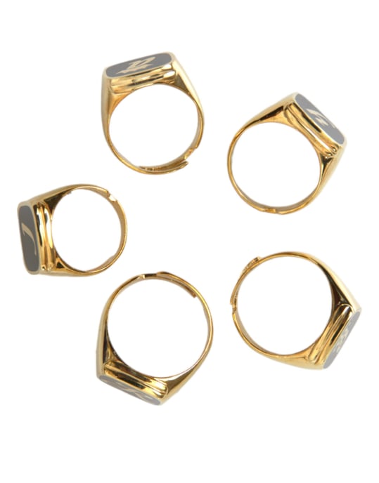 Gold Brass ROYAL Enamel Set of 5 Ring - Image 5