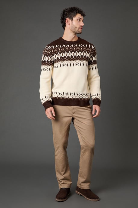 Off White Chunky Fairisle Pattern Knitted Christmas Jumper - Image 3