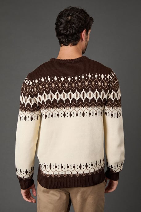 Off White Chunky Fairisle Pattern Knitted Christmas Jumper - Image 4