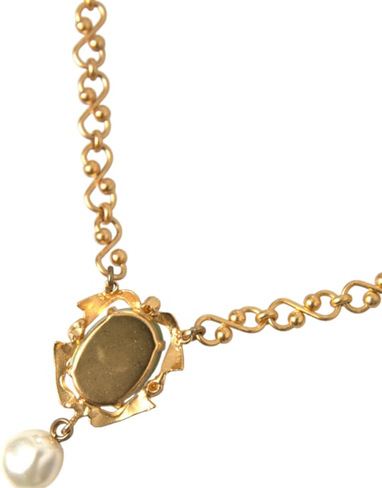 Guldmässingskedja med pärlhänge och charmhalsband - Image 4