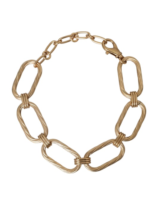 Gouden Toon Messing Grote Schakel Ketting Sieraad Halsketting - Image 1
