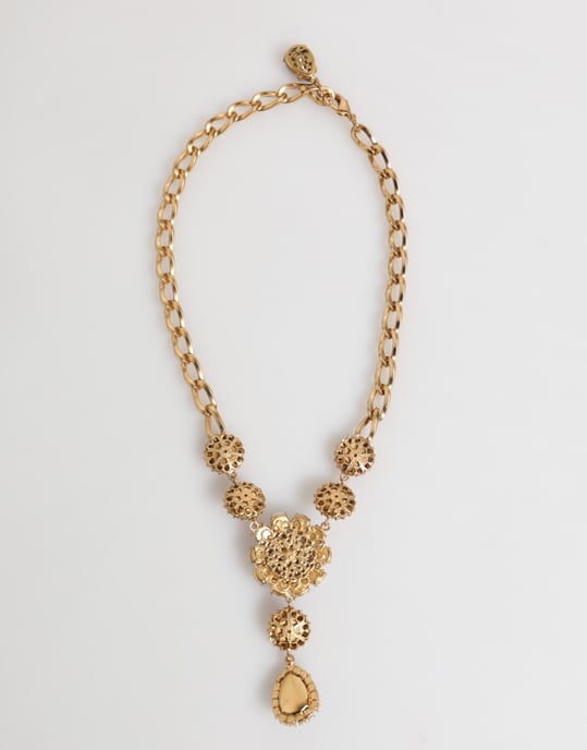 Gouden Messing Kristal Parelen Paarse Bloemen Hanger Sieraden Ketting - Image 4