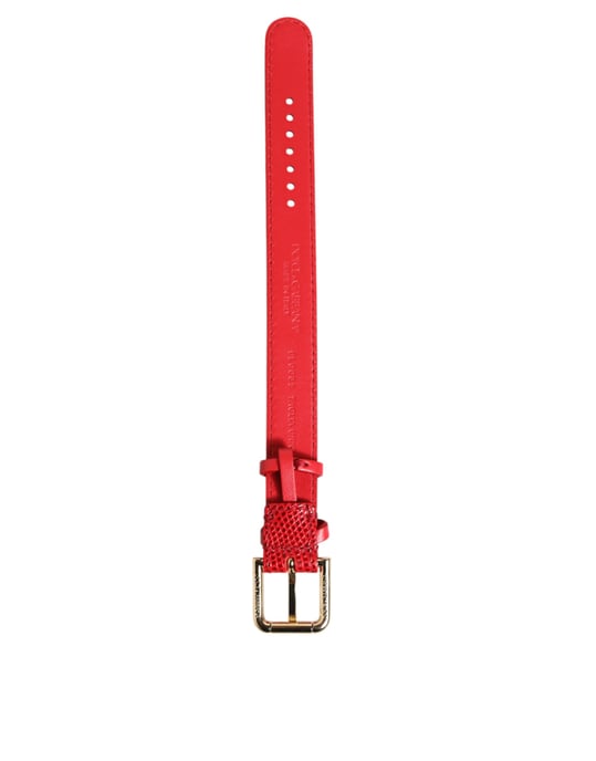 Röd Exotisk Läder Guldtonad Metallspänne Dam Armband - Image 2