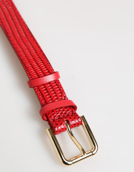 Röd Exotisk Läder Guldtonad Metallspänne Dam Armband - Image 4