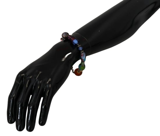 multikleurige zilveren ketting met messing kralen en kreeftsluiting armband - Image 3