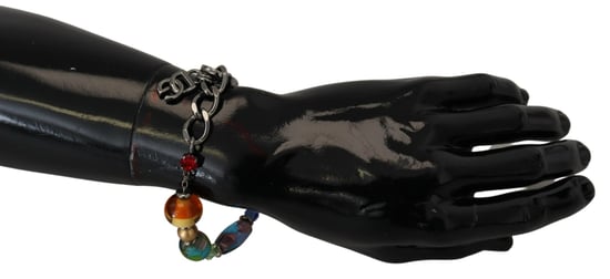 multikleurige zilveren ketting met messing kralen en kreeftsluiting armband - Image 4